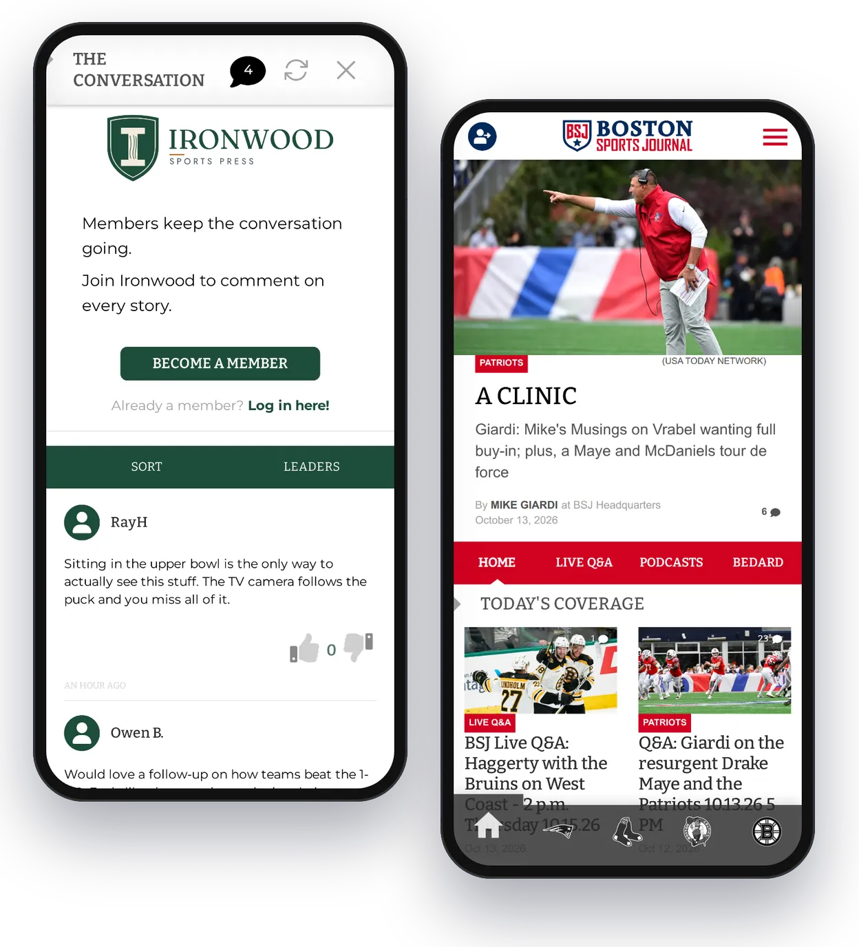 Reader comments and a sports home page on BoomPress