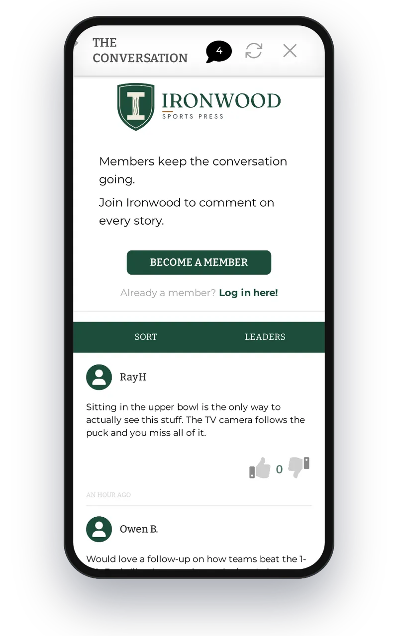 A membership offer inside a BoomPress comment thread